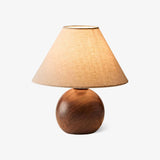 Ceramic bedside lamp seen in full against a plain pale ground