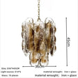The 36 cm version drawn with 18 glass pieces and six E14 lamps marked