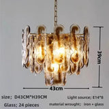 The 43 cm version drawn with 24 glass pieces and eight E14 lamps marked