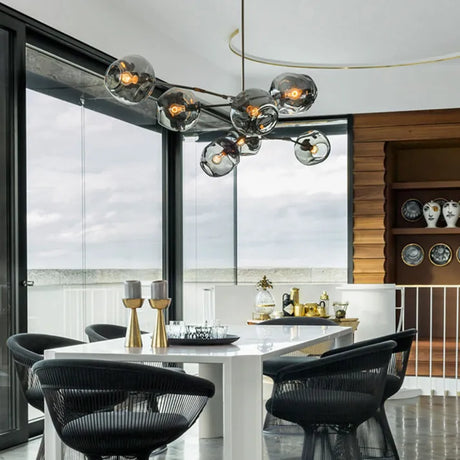 LustraNova Glass Bubble Pendant Light Full Fixture View - OpalDwell