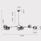 LustraNova Glass Bubble Pendant Light With Branching Arms Ambient Lighting - OpalDwell