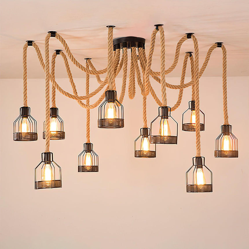 The version with square wire cages hung from the rope arms