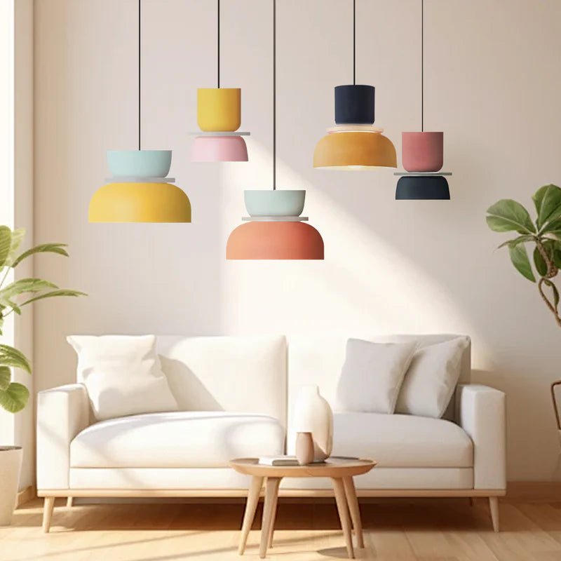 Metal pendant lamp cord and canopy detail