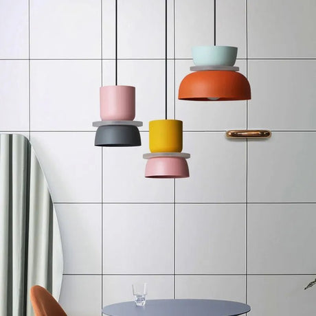White pendant light warm ambient glow scene