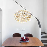 Modern chandelier in stainless steel and acrylic