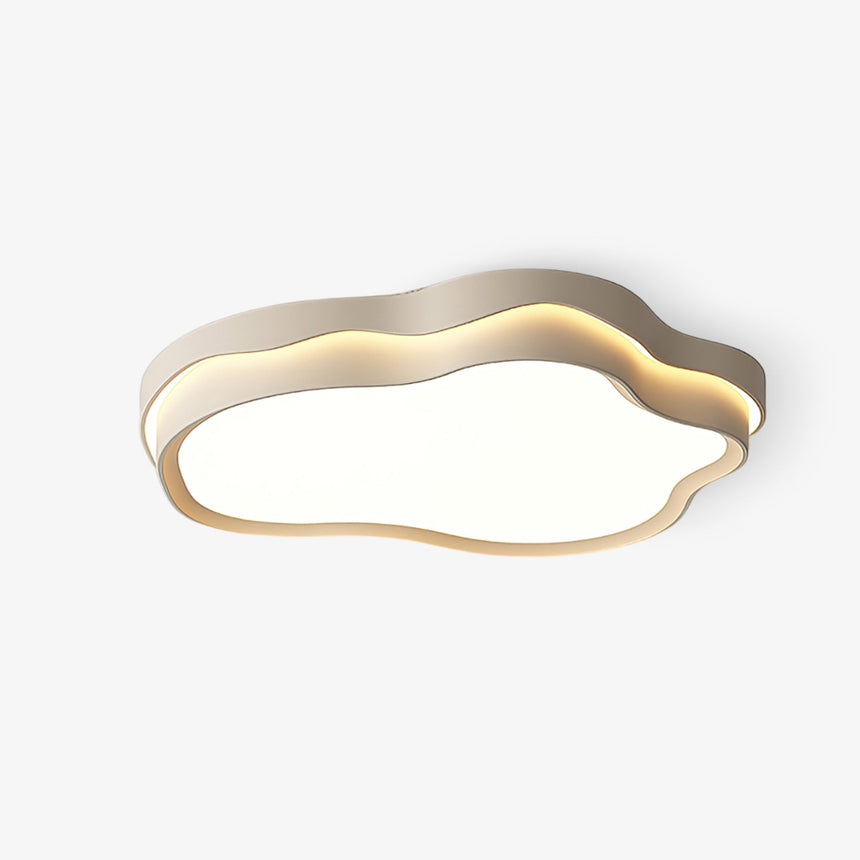 Cloud light fixture with a layered white cloud outline and a warm gold rim, shown against a plain background