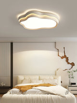 Close view of the stepped iron frame and white PE diffuser of the layered cloud ceiling light