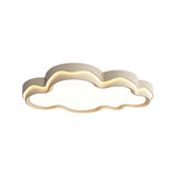 Overhead view of the cloud ceiling light with the warm gold trim following the outline