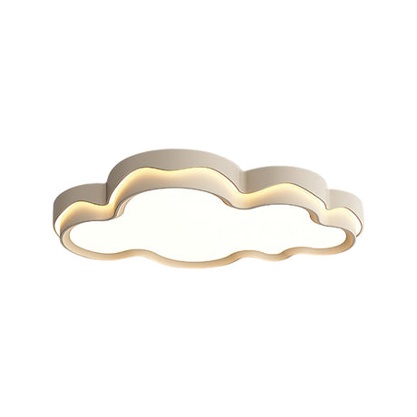 Overhead view of the cloud ceiling light with the warm gold trim following the outline