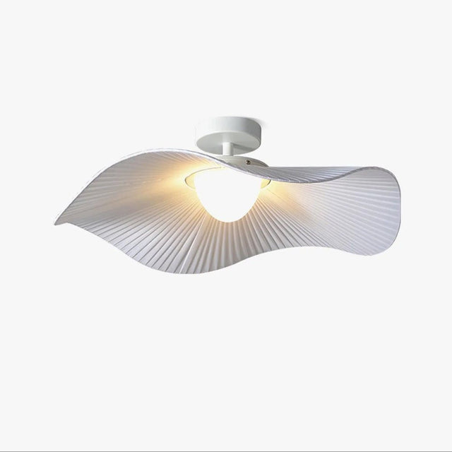 Cloud lights for bedroom, white fabric wings on a metal frame, lit against a plain background