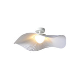 Large 23.6 in fabric wing ceiling light lit and shown on its own against a plain background