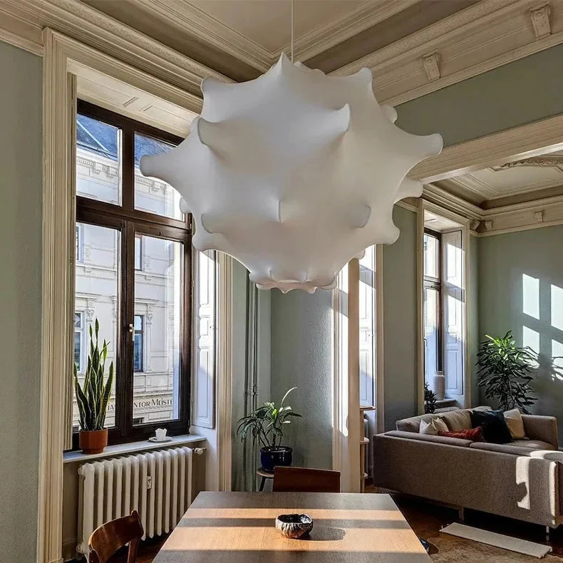 Cloud shade in a living room with tall windows
