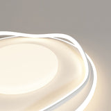 Close view of the lit acrylic shade and the layered irregular outline