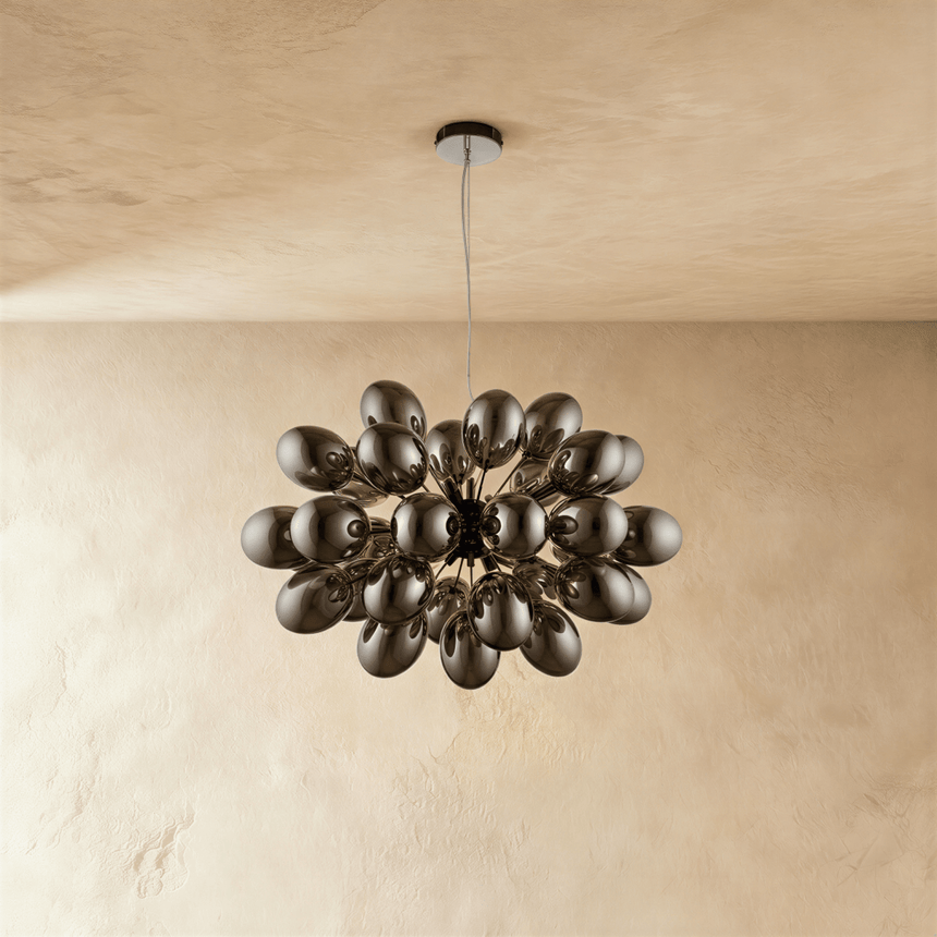 The same cluster switched off, the dark mirrored shades reading as solid volumes