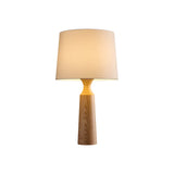 Console table lamp in light wood seen from the front, plain ground