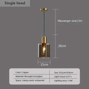 The single pendant drawn with its 15 cm width and 26 cm height marked