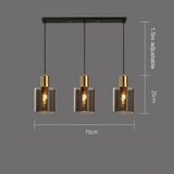 Three pendants drawn hanging from a 70 cm plate at equal heights