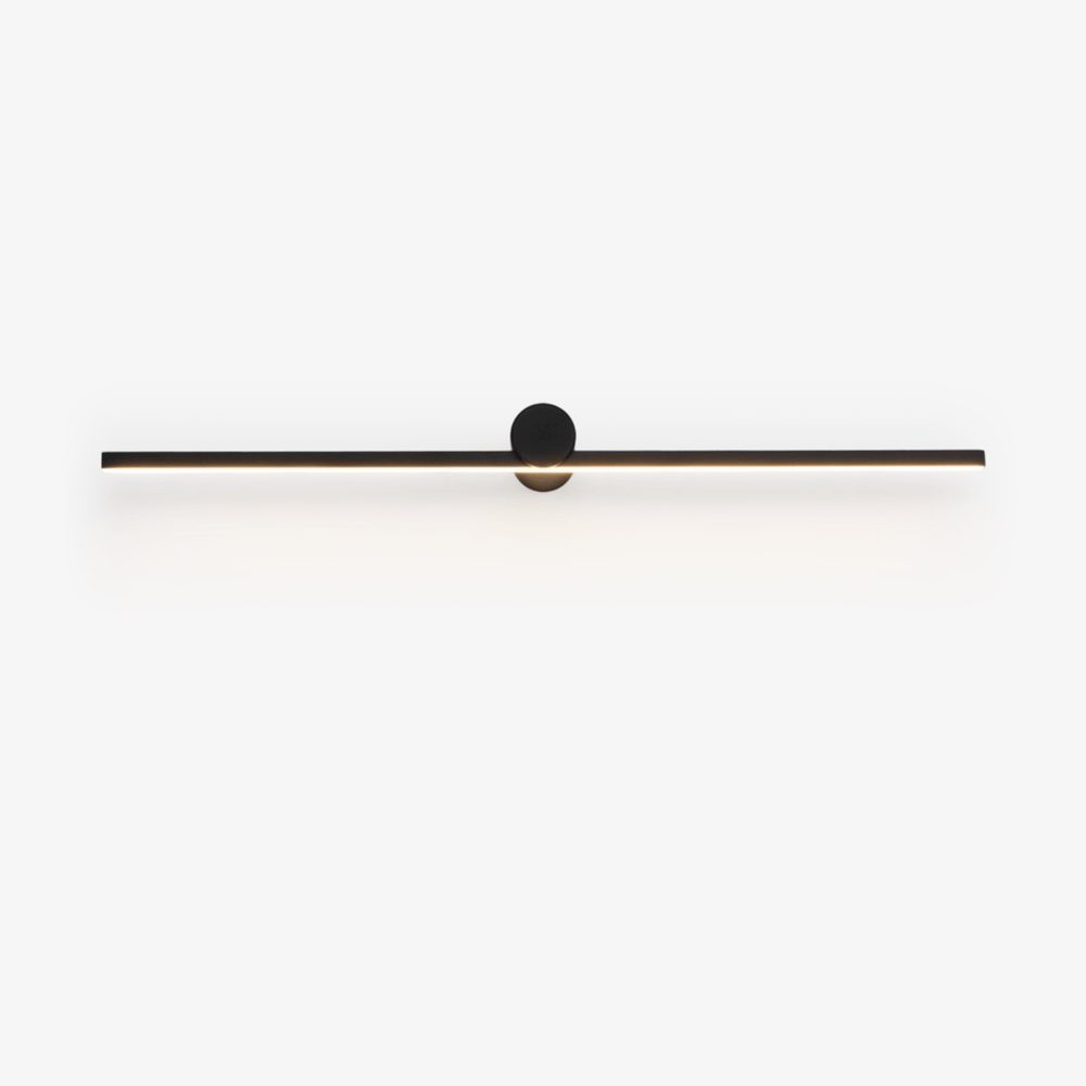 Cordless wall sconce, an ultra slim black bar with a round mount at its middle