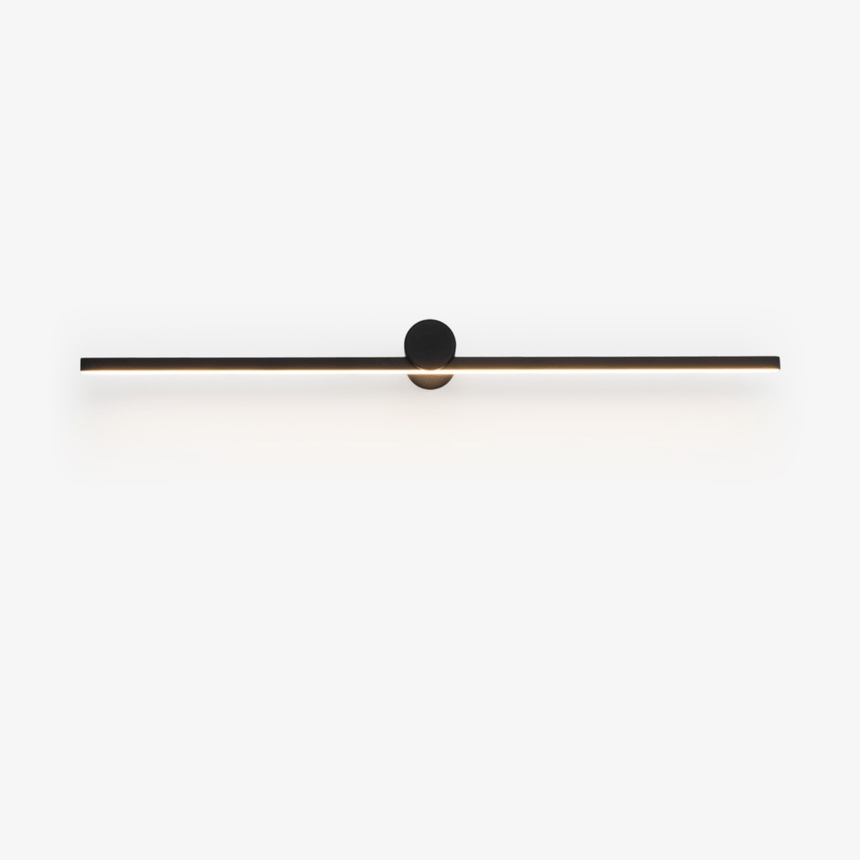 Cordless wall sconce, an ultra slim black bar with a round mount at its middle