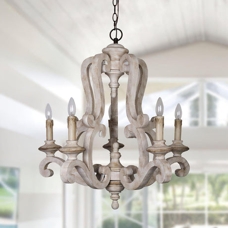 The frame lit under a white ceiling with windows and greenery behind