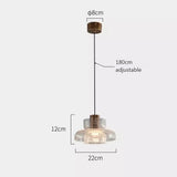 The shade drawn with its 22 cm width, 12 cm height and 180 cm cord