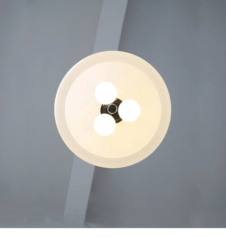 The dome seen from below showing the three lamp sockets inside it