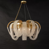 The round multi head version, gold arcs opening around curtains of beads