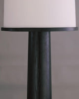 Close view of the black column and the metal disc under the shade