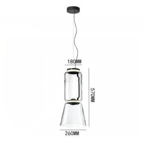 The 26 by 57 cm version drawn with its bell base and height marked