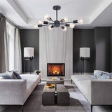 sputnik style pendant chandelier with iron and glass