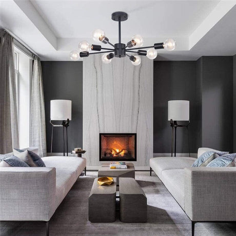 sputnik style pendant chandelier with iron and glass