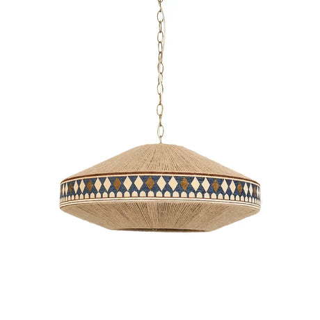Astraea Boho Fringe Pendant Lamp with Geometric Weave - OpalDwell