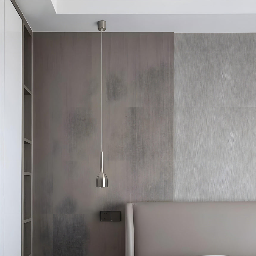 Metal pendant lamp streamlined form close-up