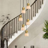 Marble Gold Pendant Light Ceiling Fixture Angle View