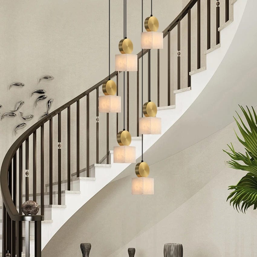 Marble Gold Pendant Light Ceiling Fixture Angle View