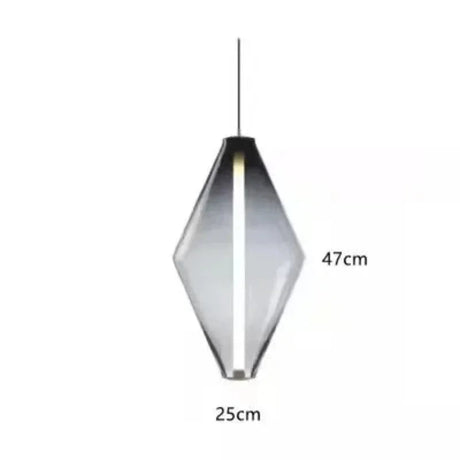 The gradient soot diamond drawn with its 47 cm height marked