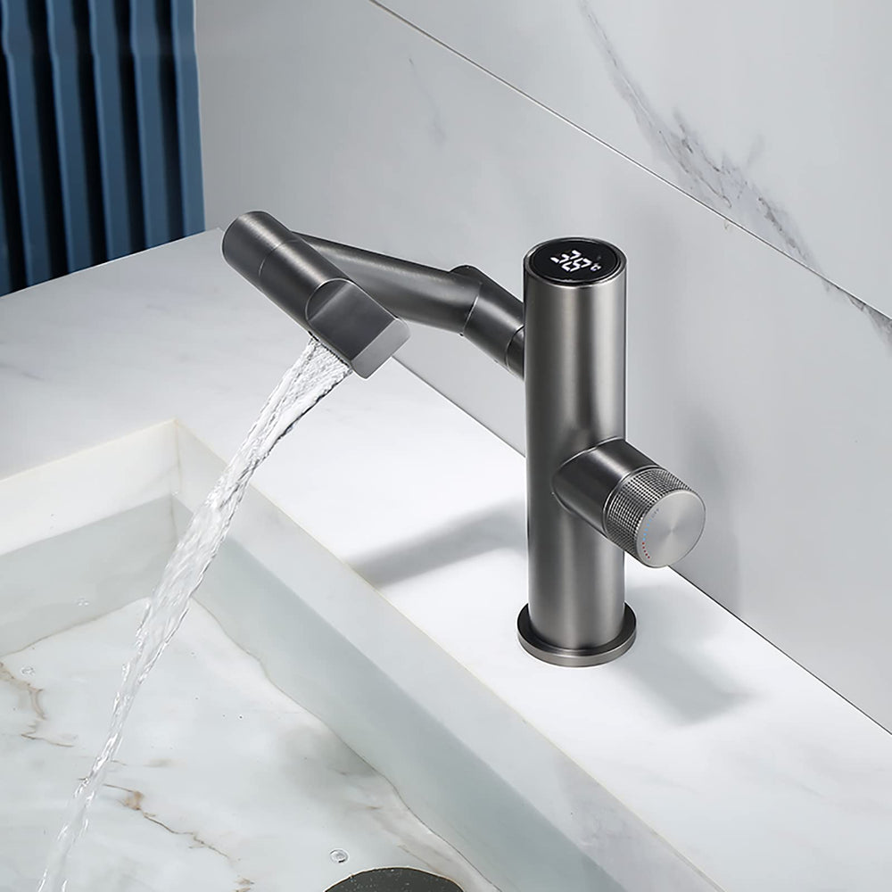 Smart bathroom faucet with digital temperature readout
