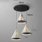 Three cones drawn hanging from a 40 cm round ceiling plate