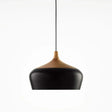 Black dome with its wood collar on a plain background