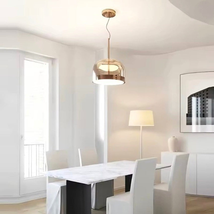 Tinted glass dome hung beside a bright window