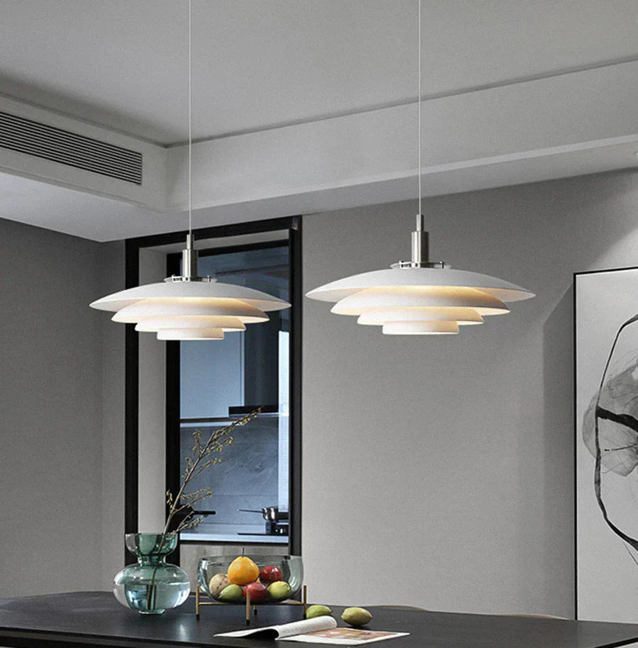 White Pendant Light LED Oval Design for Dining Room