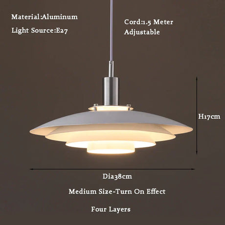 Pendant Light Fixture with Aluminum and Iron Frame