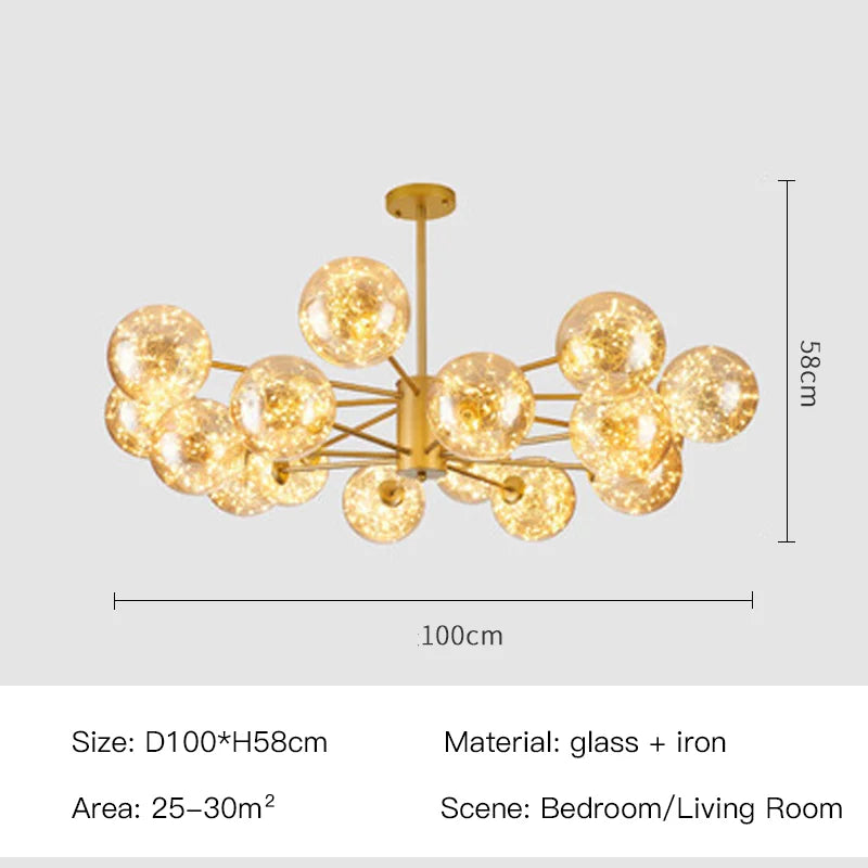 CelestiOrb Chandelier Twelve Head Configuration Design