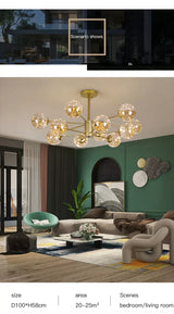 Glass Globe Chandelier Ten Head Configuration Design