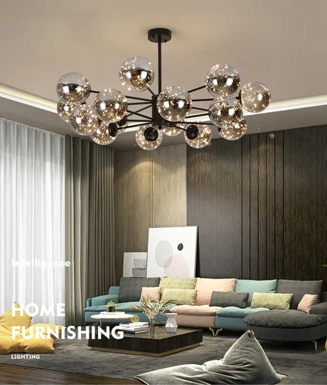 CelestiOrb Glass Globe Chandelier for Living Room