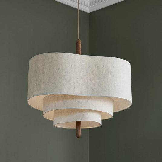 Chandelier Metal Frame and Fabric Shade Detail