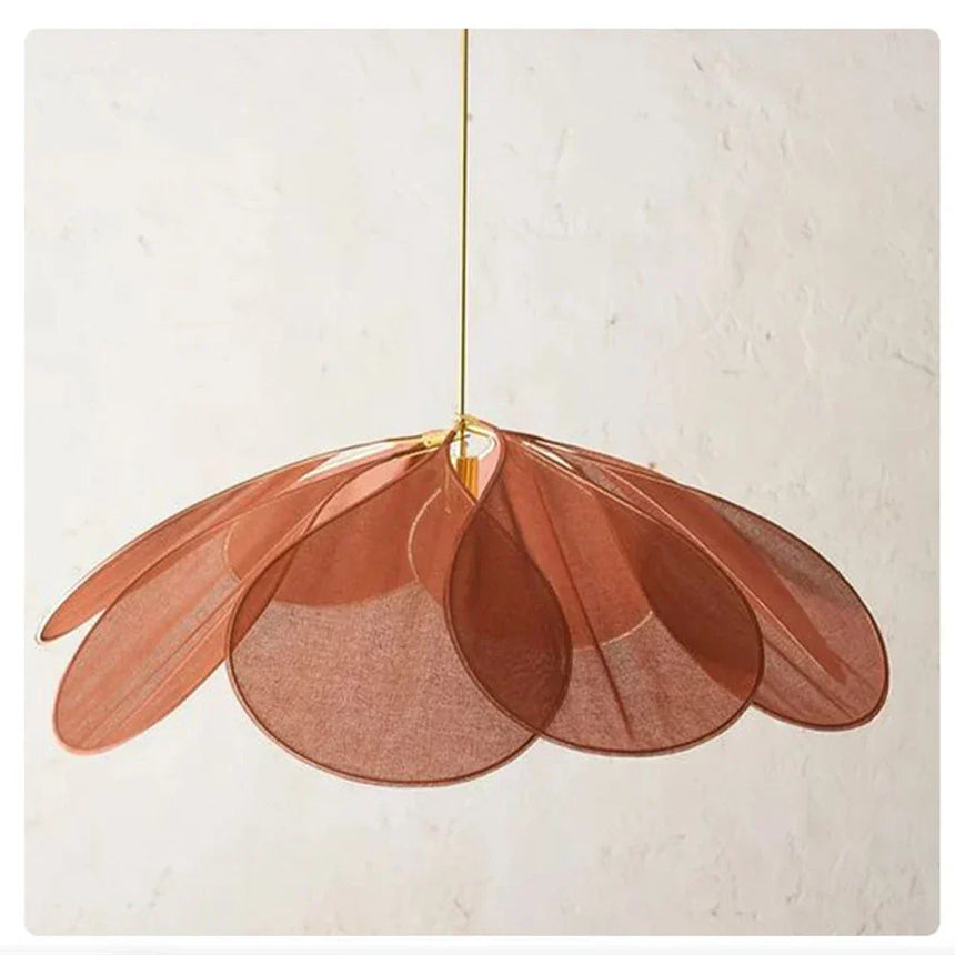 Fabric and Metal Finish Petal Pendant Light Design Detail | OroDwell
