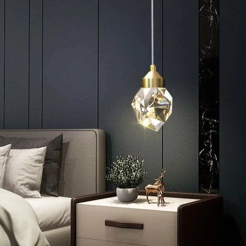 Crystal Pendant Light - Copper and Crystal Gold Finish Sparkling Design | OroDwell