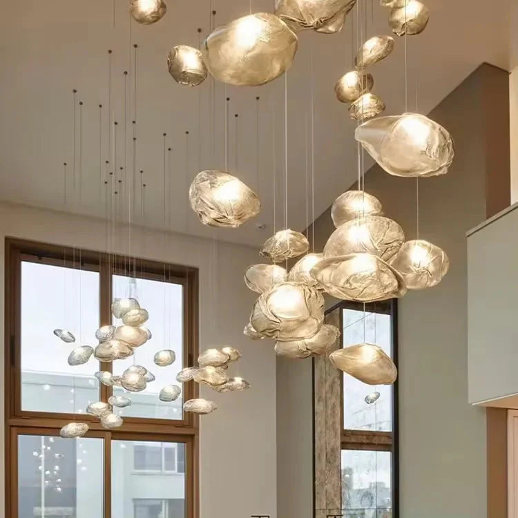 Cascade Glass Chandelier Aluminum Frame