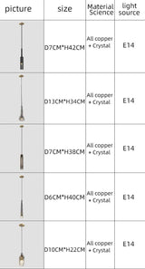 Asterra Premium Full Copper K9 Crystal LED Pendant Lights - OpalDwell